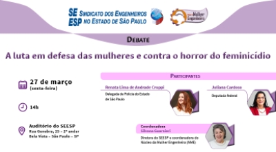 Núcleo da Mulher Engenheira do SEESP coloca em pauta combate à violência de gênero